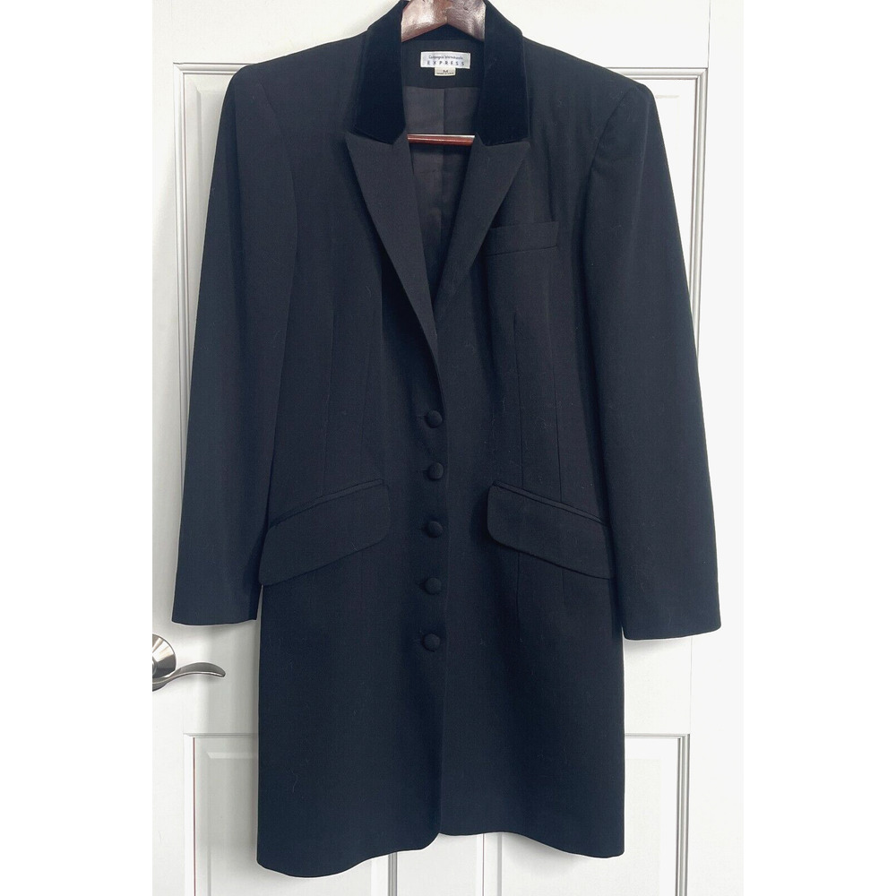 Vintage Express Women's Wool Velvet Collar Tailored Coat Sz M 90s Whimsigoth